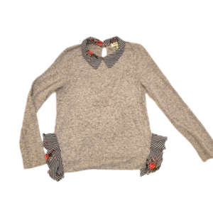 Monteau Thin Sweater with striped/floral Collar size large